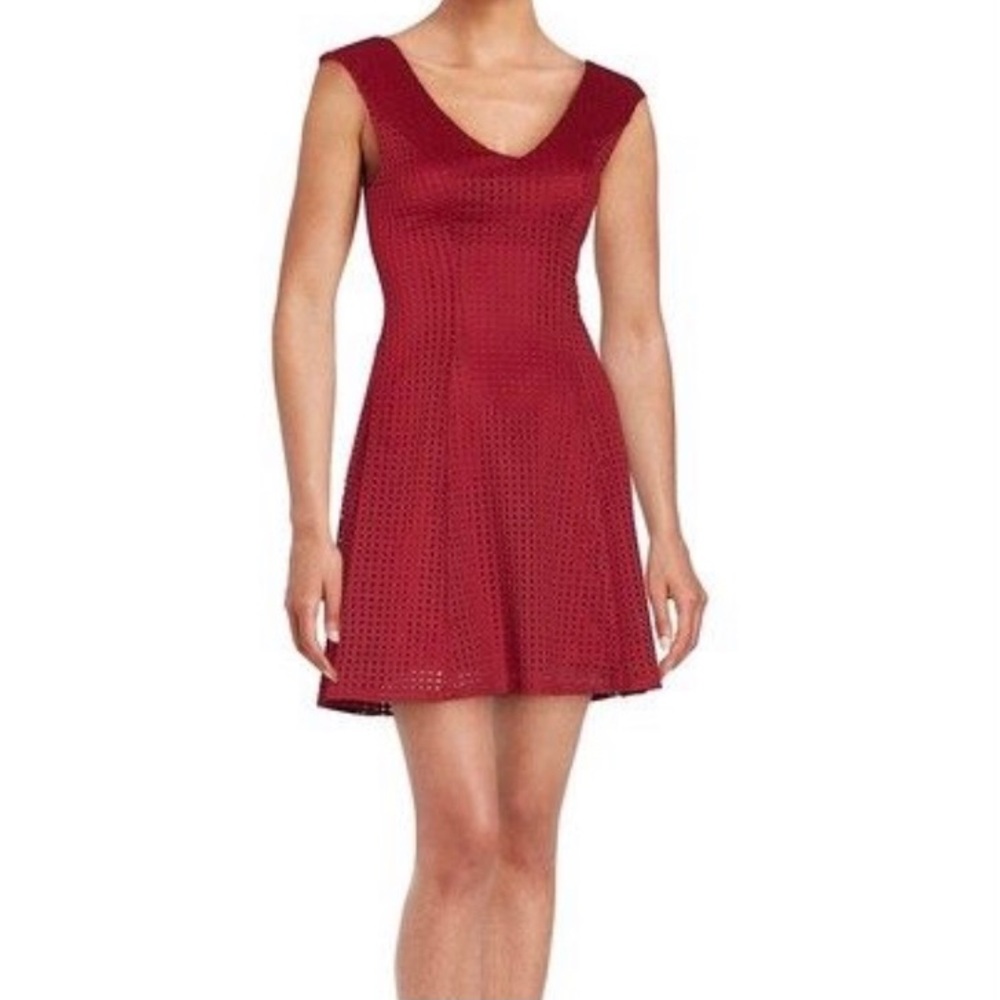 Saks Fifth Avenue Red Laser-Cut A-Line Dress